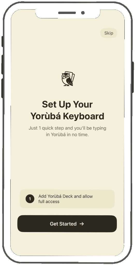 Yorùbá Deck iOS app — Set up your Yorùbá keyboard onboarding